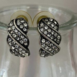 Rhinestone silver tone earrings